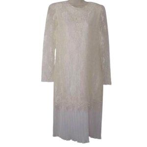 Vintage After Dark Ivory Lace Midi Dress Size M
